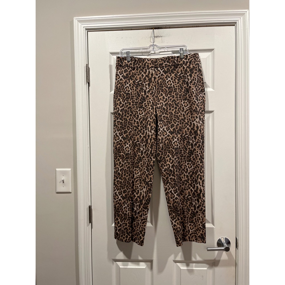 Loft Riviera Slim Curvy‎ Leopard Print Ankle Pants Brown Black Size 10 NWT